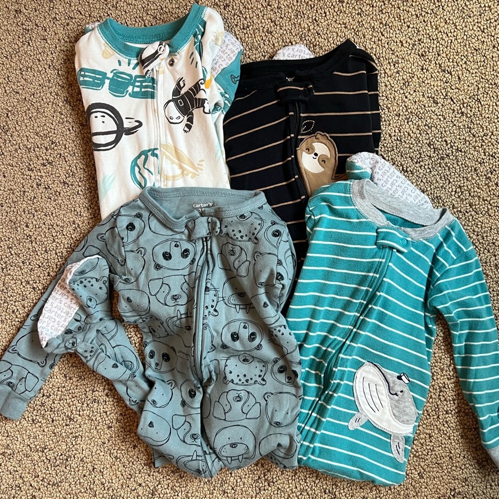 Bundle of 4 Cotton Footie Pajamas